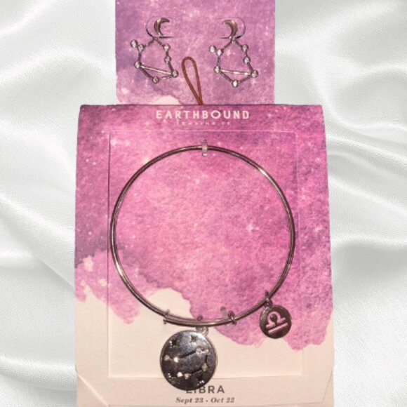 Earthbound Zodiac Libra Earrings and Bracelet Set Rhinestones Astrology - Picture 2 of 4